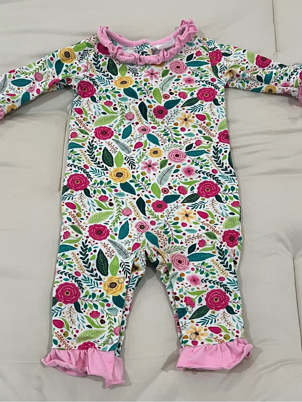 Stitchy Fish Baby Girl Floral Ruffle Romper 6M Boutique